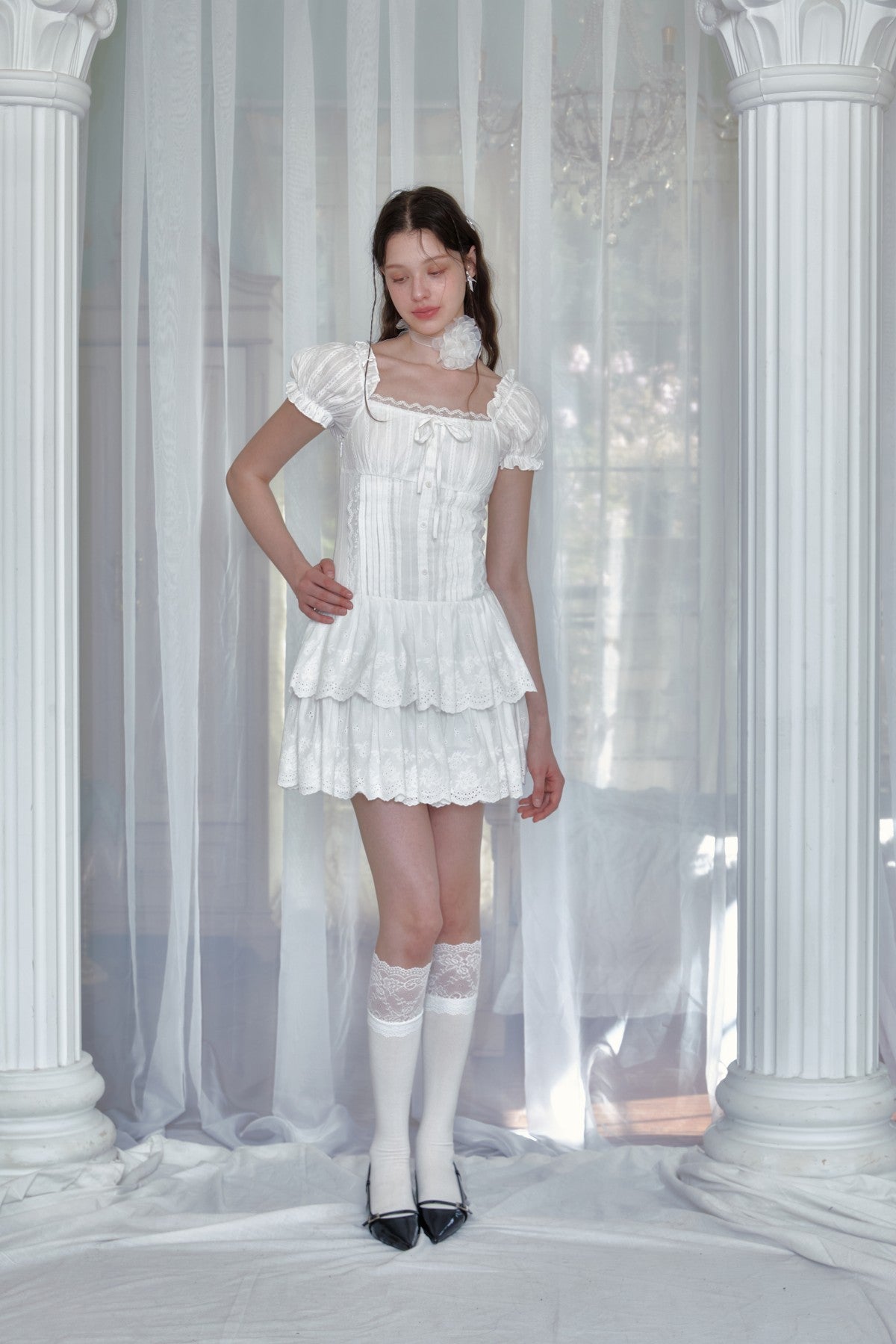Lace jacquard dress