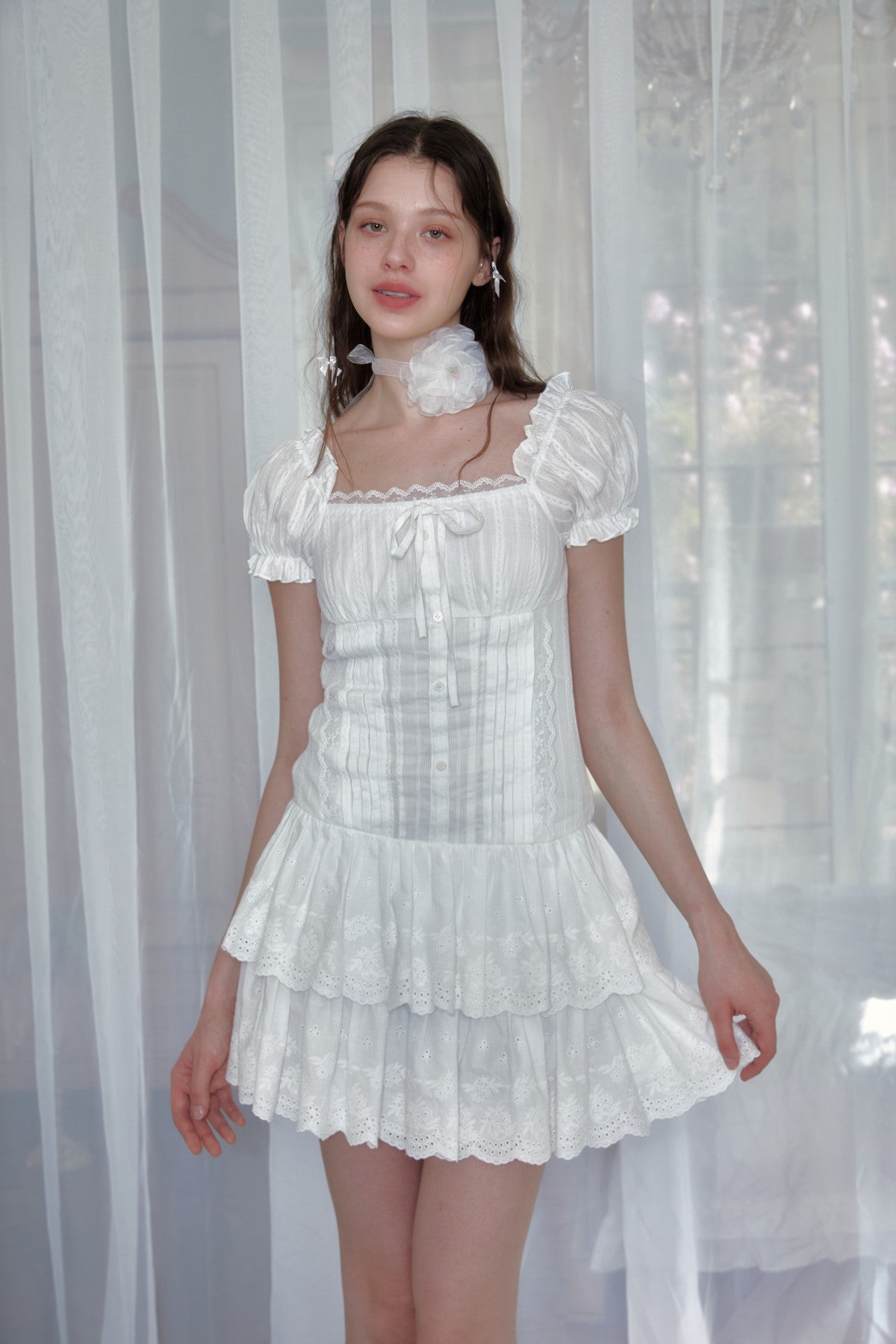 Lace jacquard dress